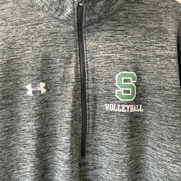 Under Armour Gray Quarter-Zip Pullover S Logo Volleyball HeatGear Loose Fit XL - Picture 4 of 13